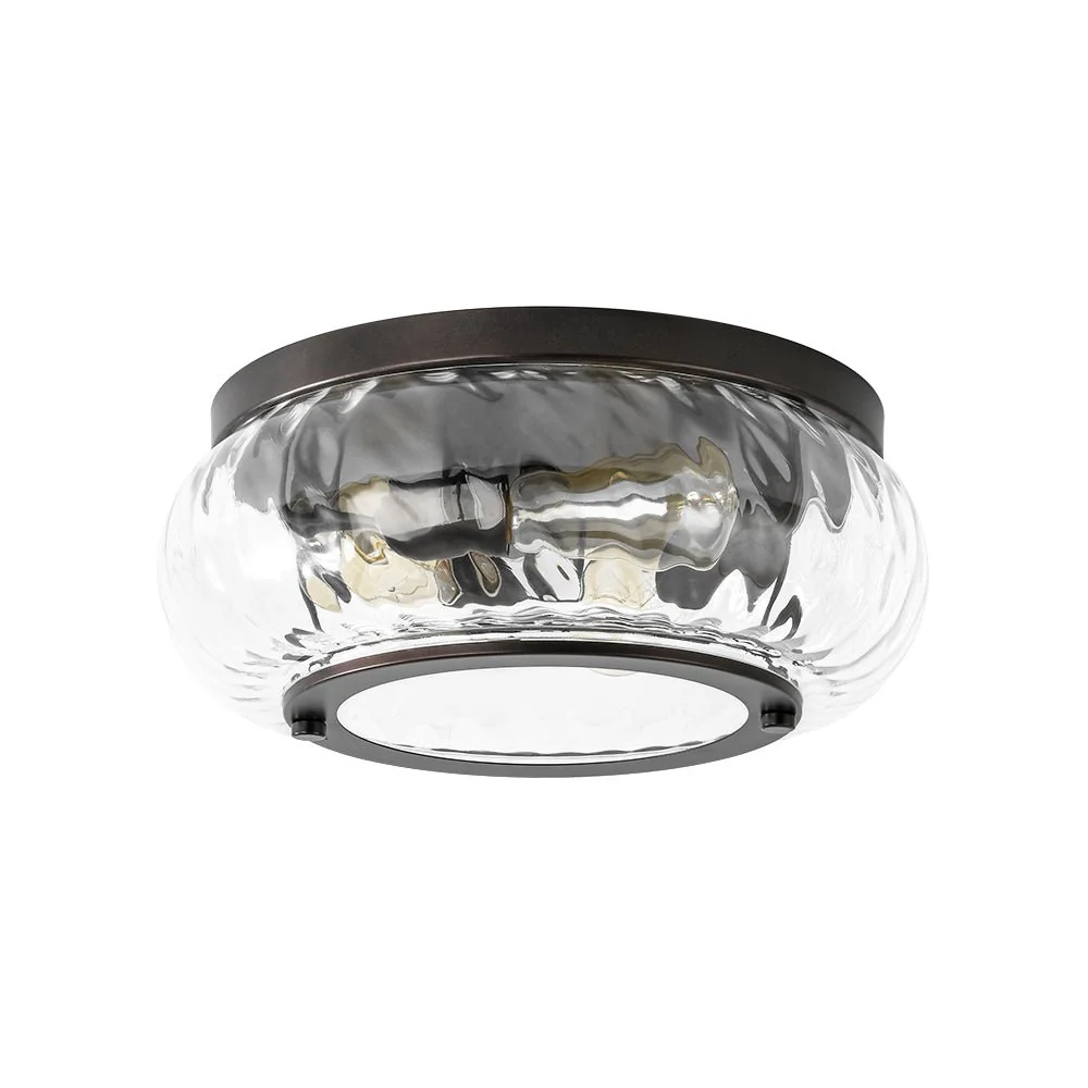 Contemporary Clear Striped Glass Round Flush Mount Light - Image 4