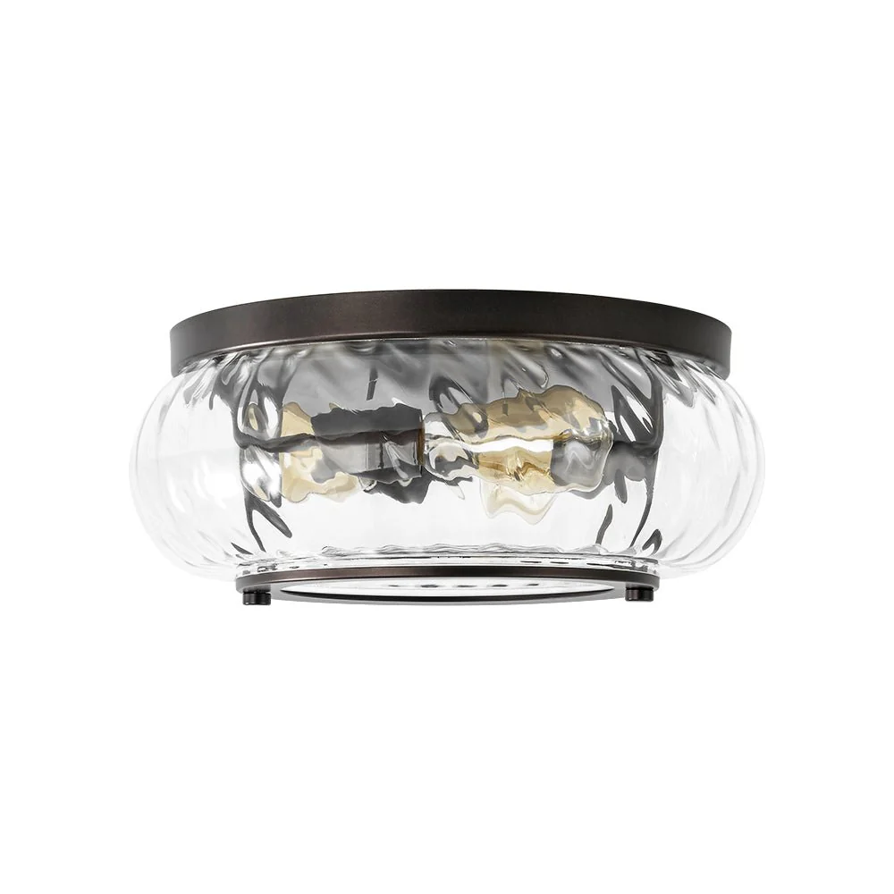 Contemporary Clear Striped Glass Round Flush Mount Light - Image 6