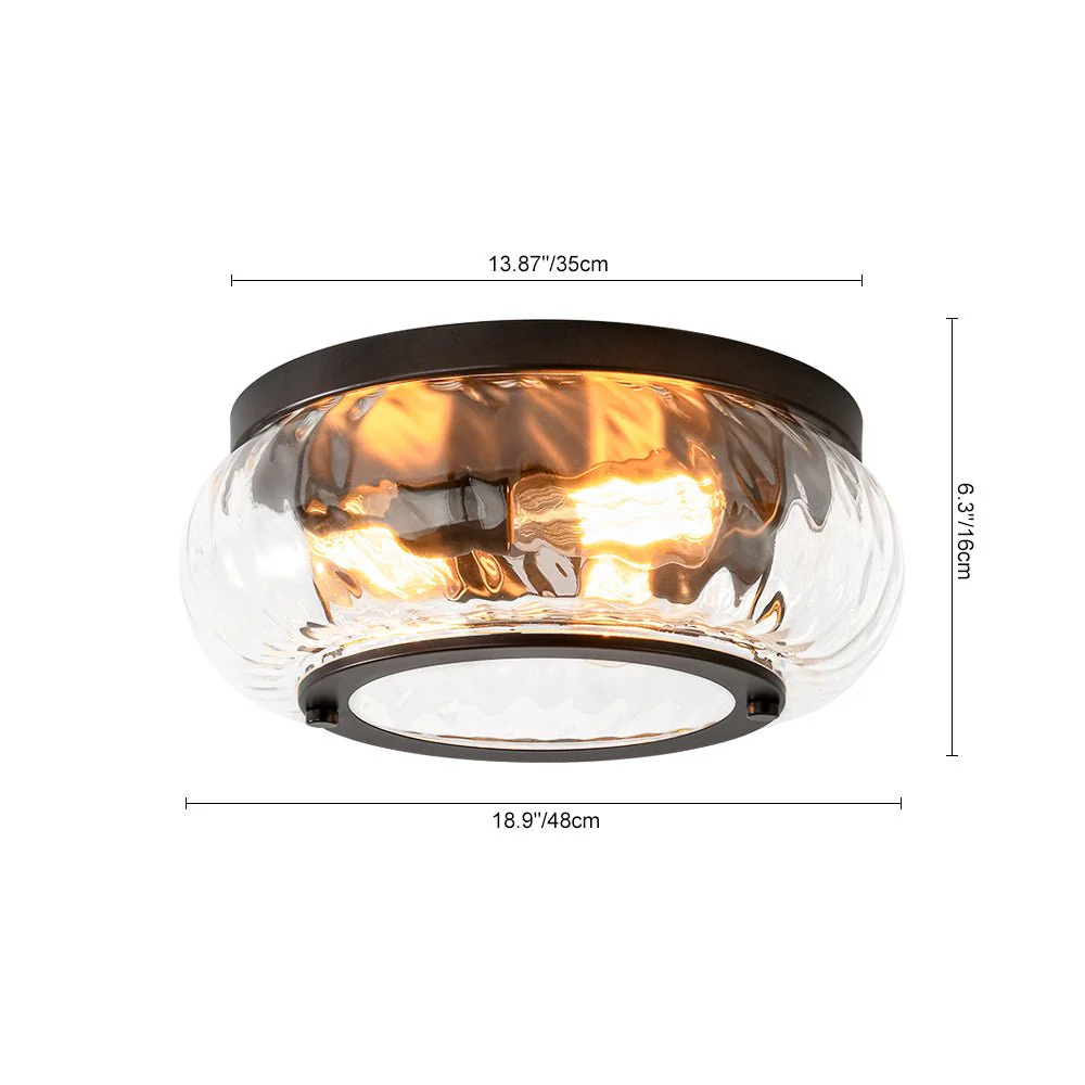 Contemporary Clear Striped Glass Round Flush Mount Light - Image 7