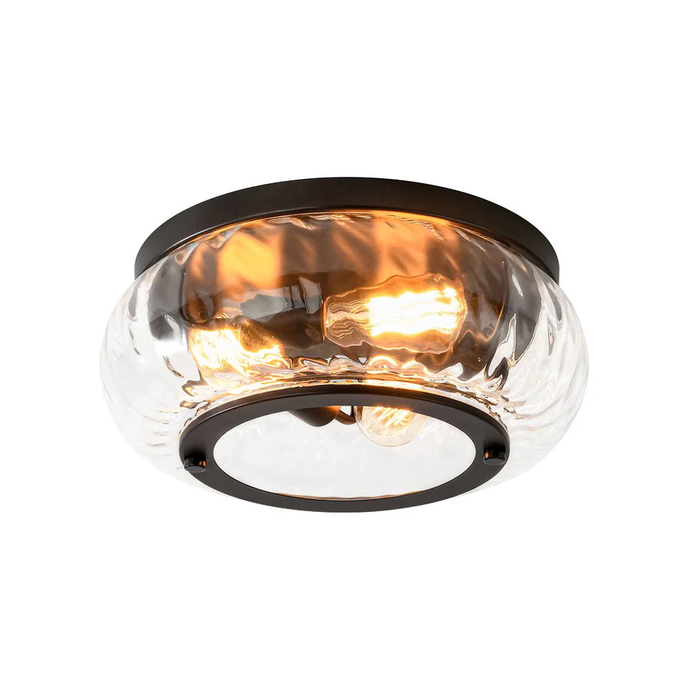 Contemporary Clear Striped Glass Round Flush Mount Light - Image 8
