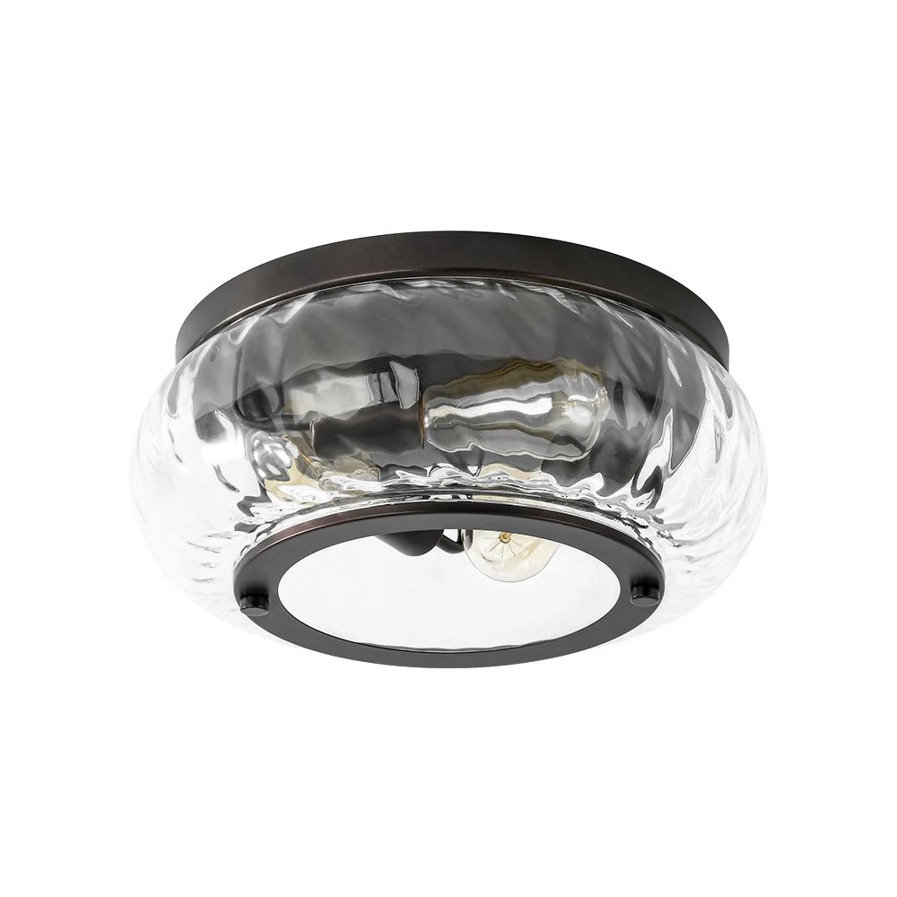 Contemporary Clear Striped Glass Round Flush Mount Light - Image 9