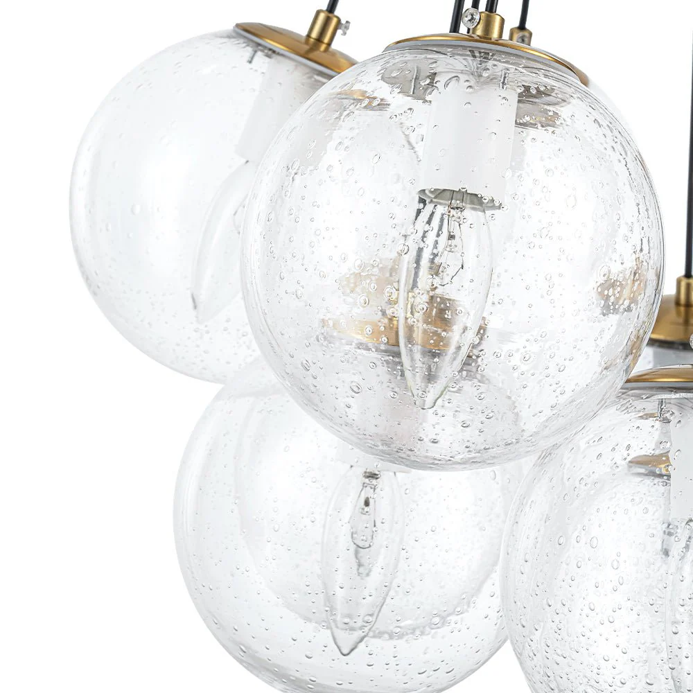 Contemporary Cluster Seeded Glass Globe Bubble Chandelier - Image 13