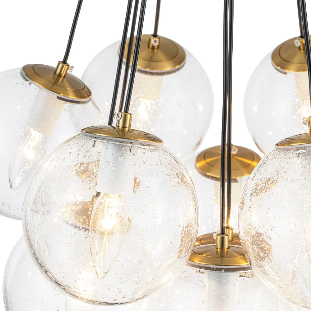 Contemporary Cluster Seeded Glass Globe Bubble Chandelier - Image 14