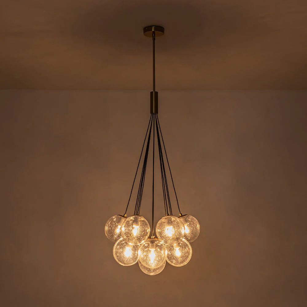 Contemporary Cluster Seeded Glass Globe Bubble Chandelier - Image 9