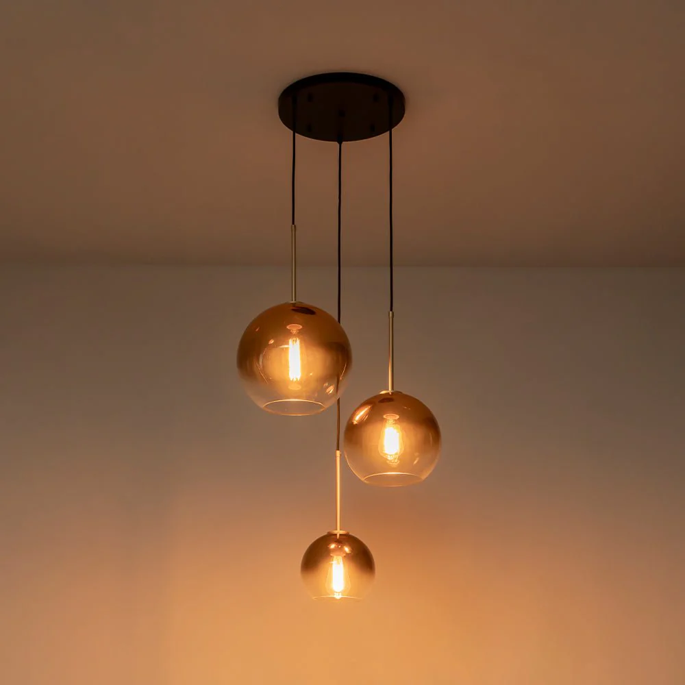 Contemporary Polished Gradual Glass Globe 3-Light Pendant - Image 10
