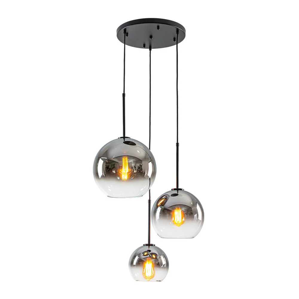 Contemporary Polished Gradual Glass Globe 3-Light Pendant - Image 12