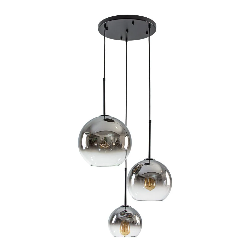 Contemporary Polished Gradual Glass Globe 3-Light Pendant - Image 13