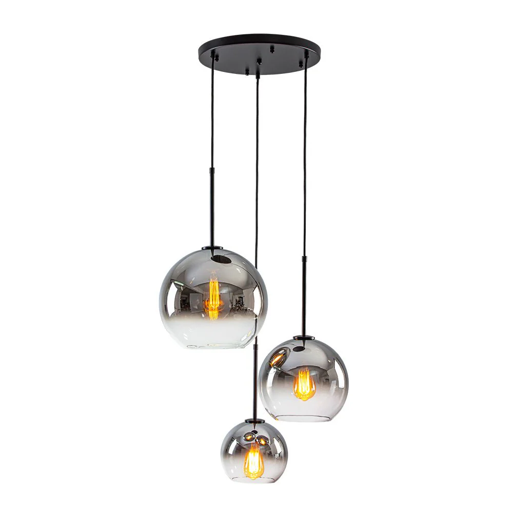 Contemporary Polished Gradual Glass Globe 3-Light Pendant - Image 14