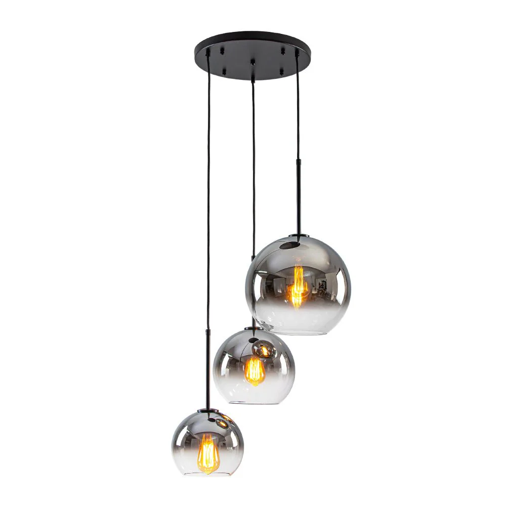 Contemporary Polished Gradual Glass Globe 3-Light Pendant - Image 15