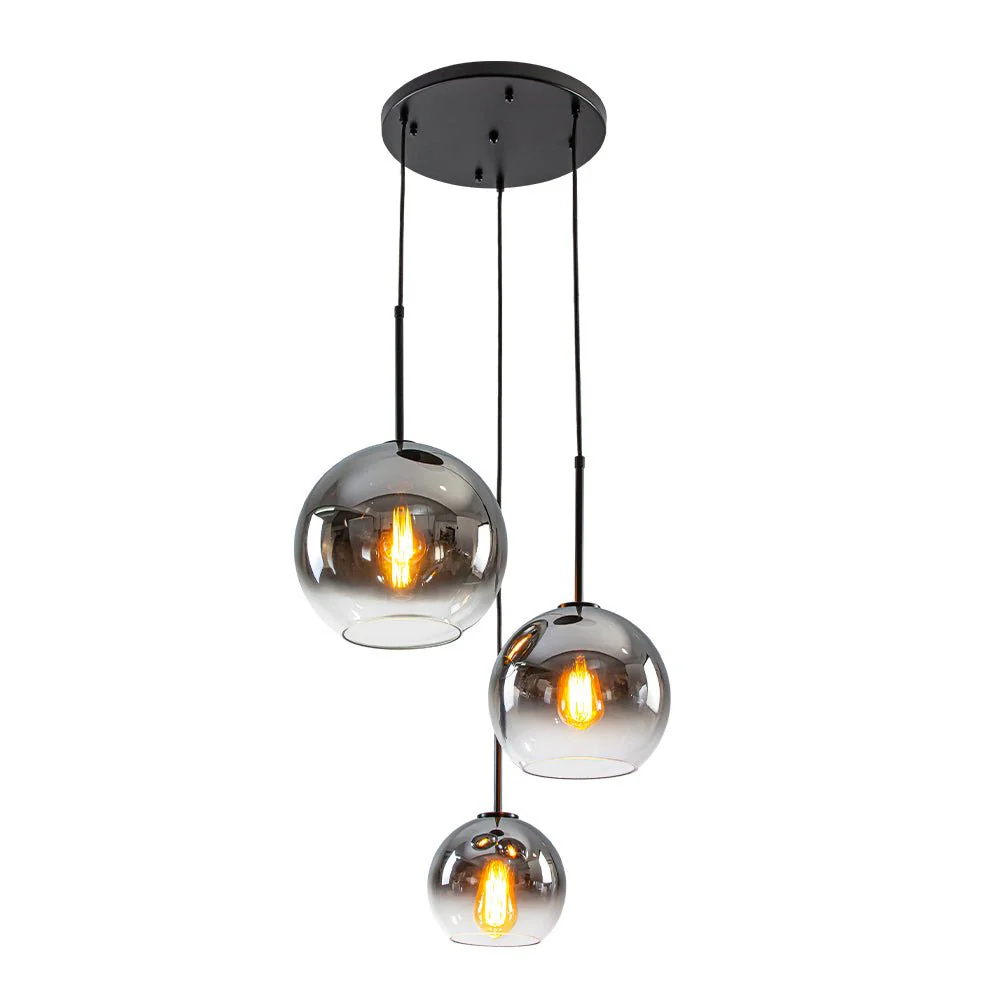 Contemporary Polished Gradual Glass Globe 3-Light Pendant - Image 16