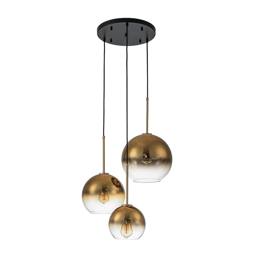 Contemporary Polished Gradual Glass Globe 3-Light Pendant - Image 5