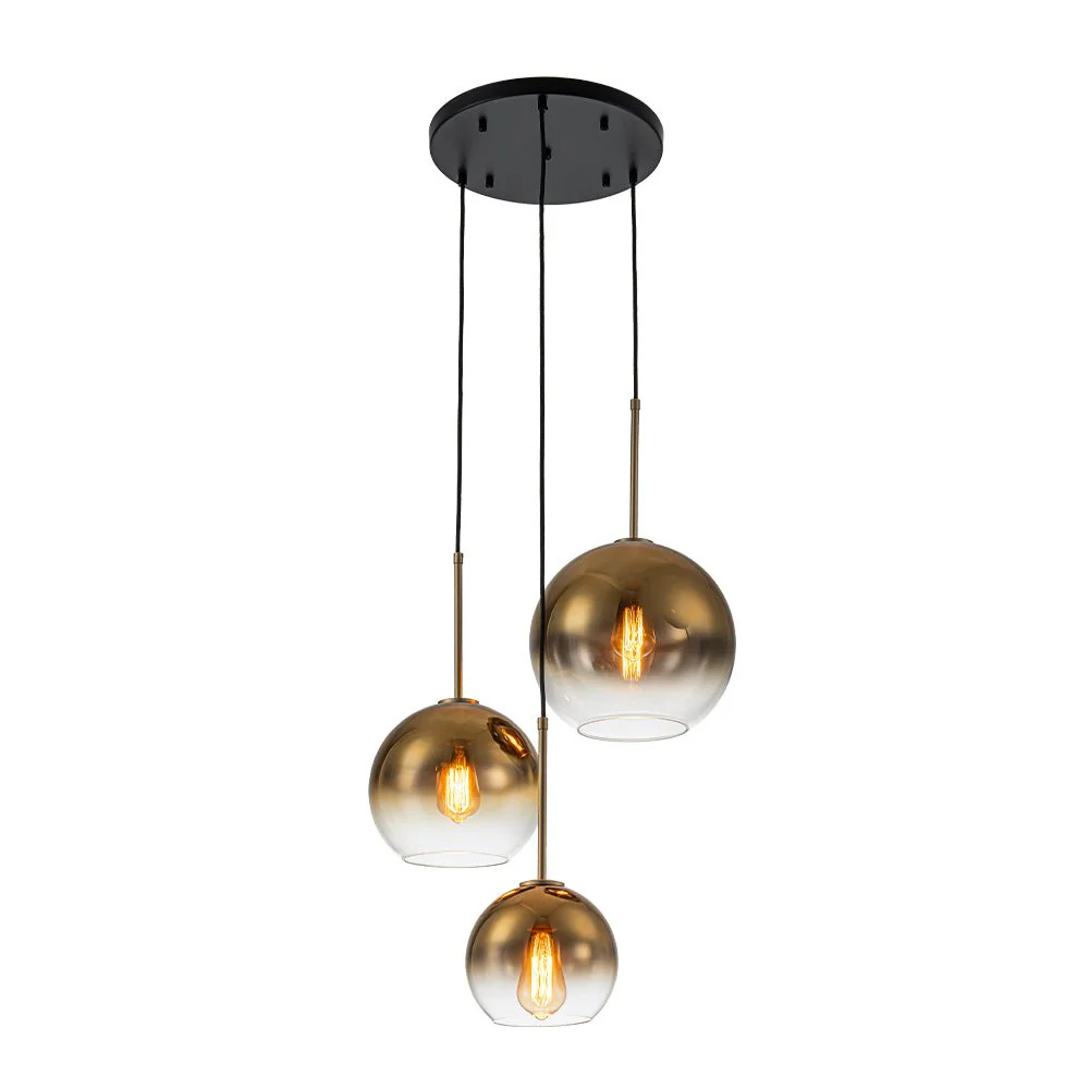 Contemporary Polished Gradual Glass Globe 3-Light Pendant - Image 7