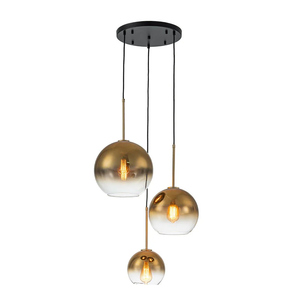 Contemporary Polished Gradual Glass Globe 3-Light Pendant - Image 8