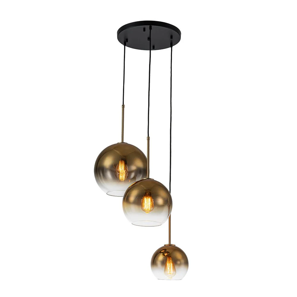 Contemporary Polished Gradual Glass Globe 3-Light Pendant - Image 9