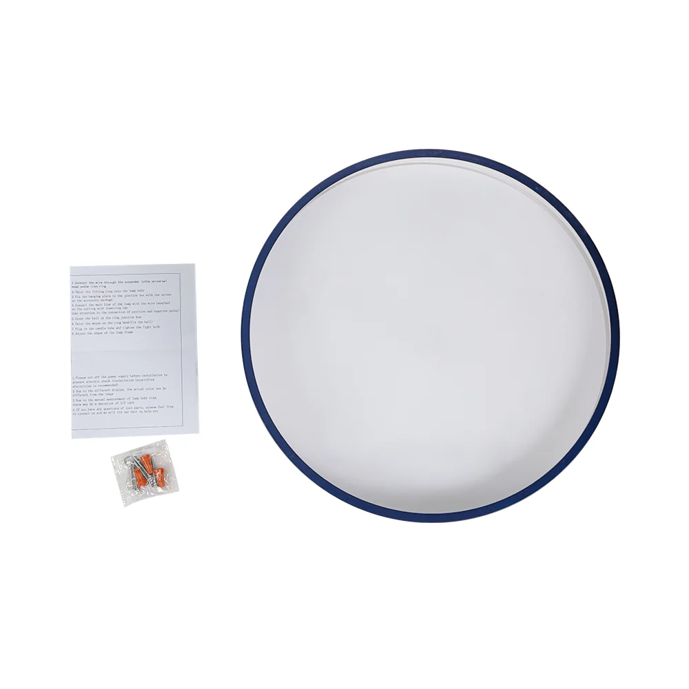 Contemporary Brass Blue Round LED Semi Flush Lighting - Image 12