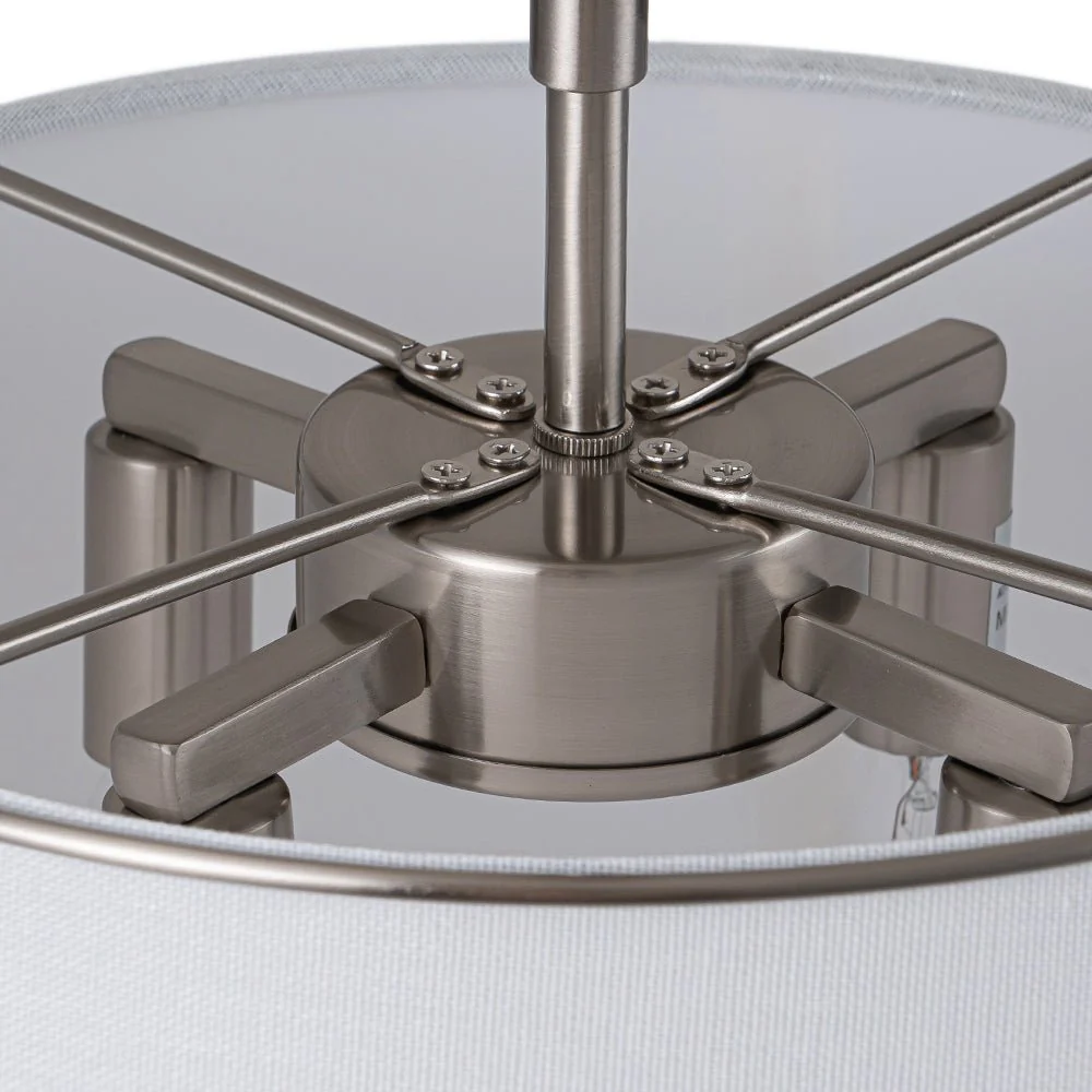 Contemporary Wide Linen Drum Brass Semi Flush Mount - Image 25
