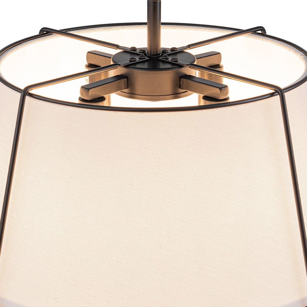 Contemporary Wide Linen Drum Brass Semi Flush Mount - Image 34