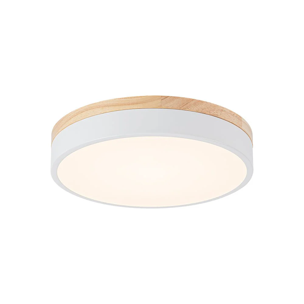 Contemporary Wood Round Dimmable LED Ceiling Light - Image 11