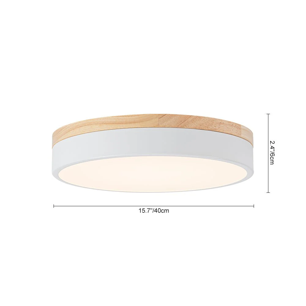Contemporary Wood Round Dimmable LED Ceiling Light - Image 14