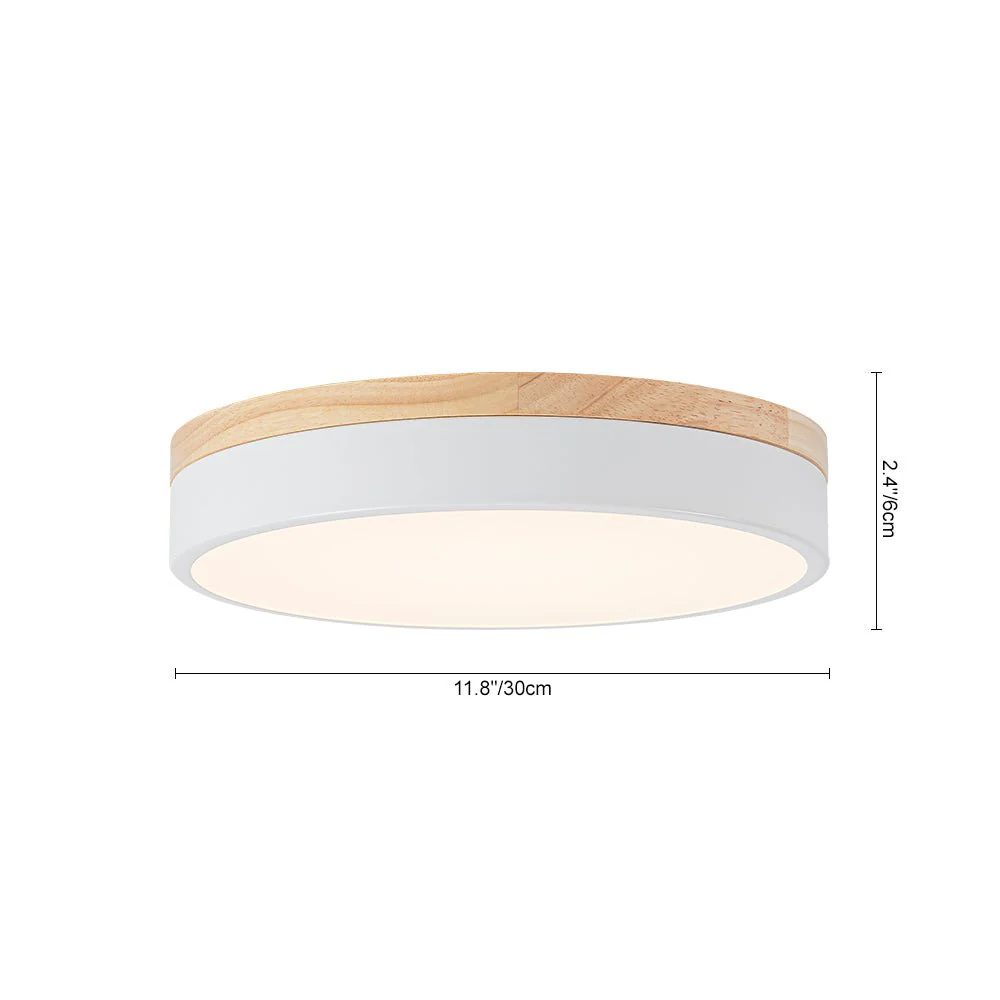 Contemporary Wood Round Dimmable LED Ceiling Light - Image 15