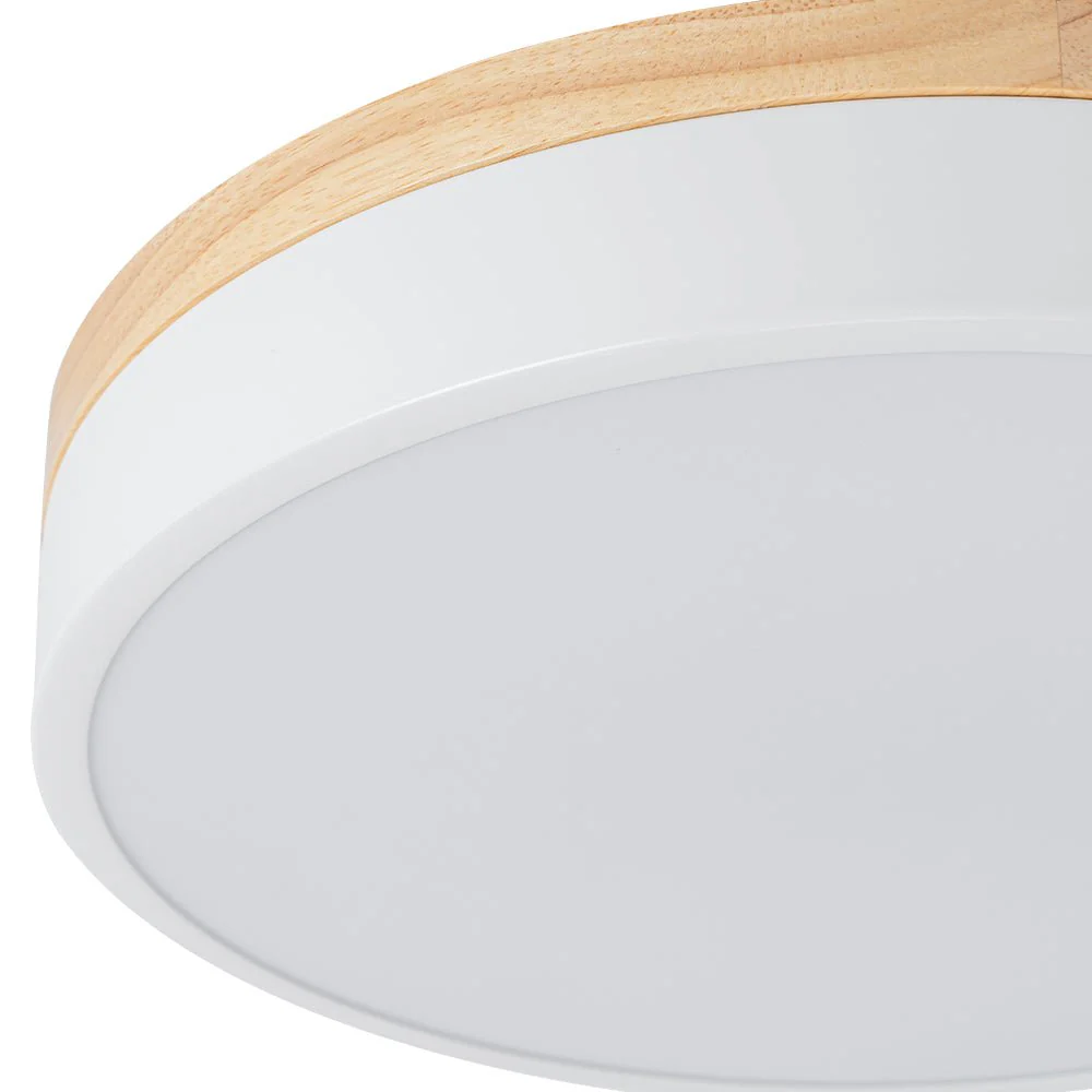 Contemporary Wood Round Dimmable LED Ceiling Light - Image 17