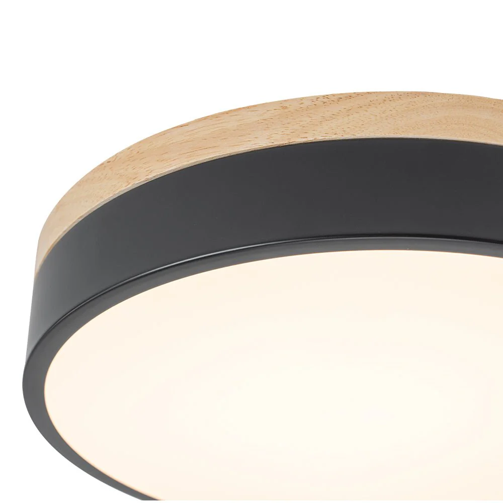 Contemporary Wood Round Dimmable LED Ceiling Light - Image 30