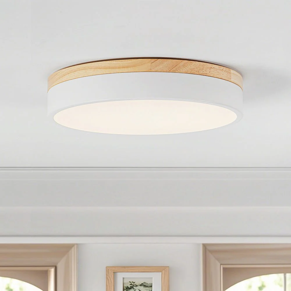 Contemporary Wood Round Dimmable LED Ceiling Light - Image 4