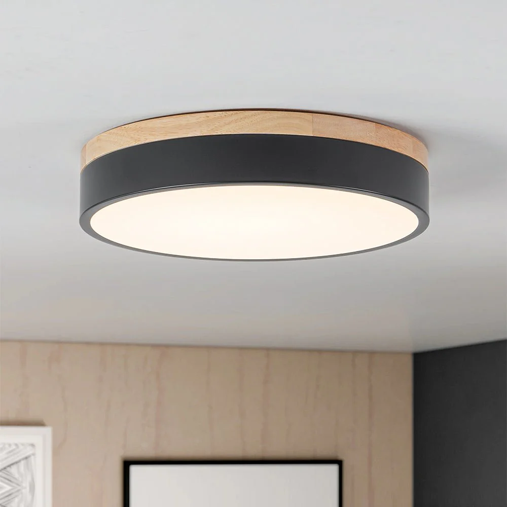 Contemporary Wood Round Dimmable LED Ceiling Light - Image 9