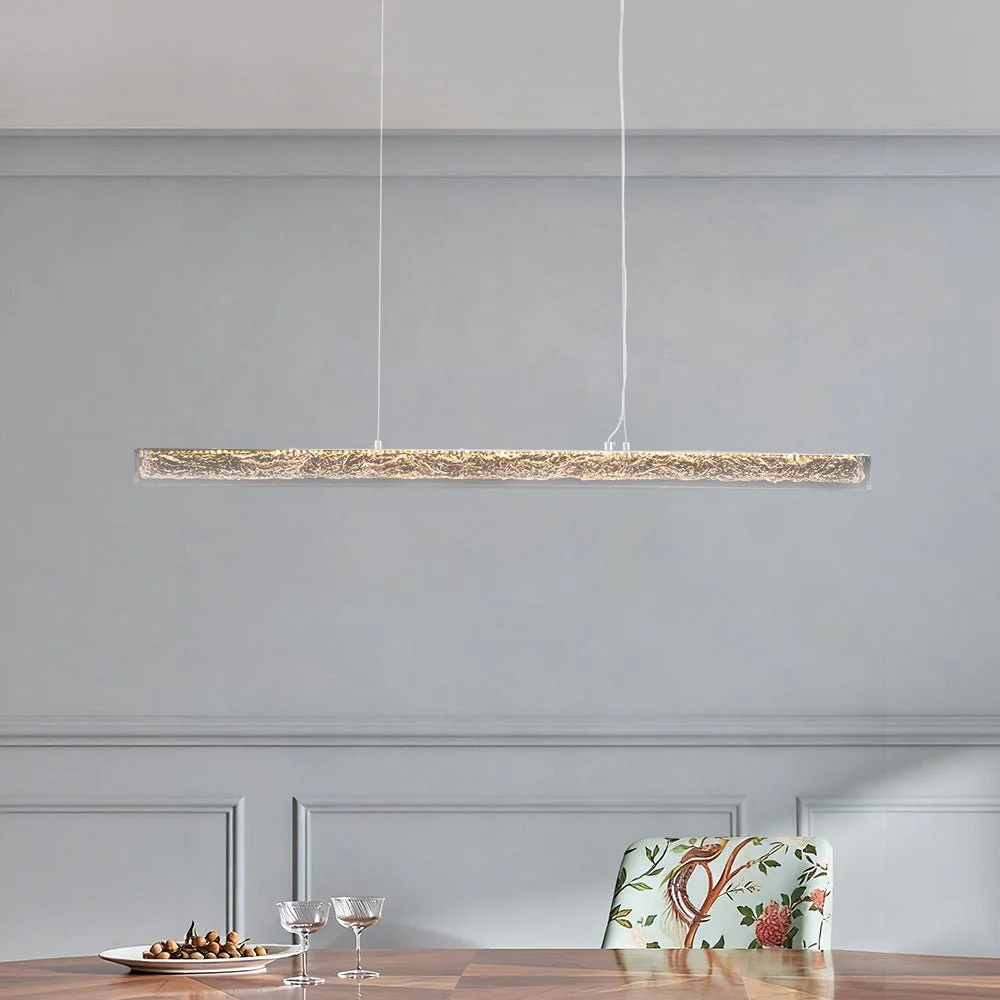 Crystal Resin Art Dimmable LED Linear Island Chandelier - Image 2