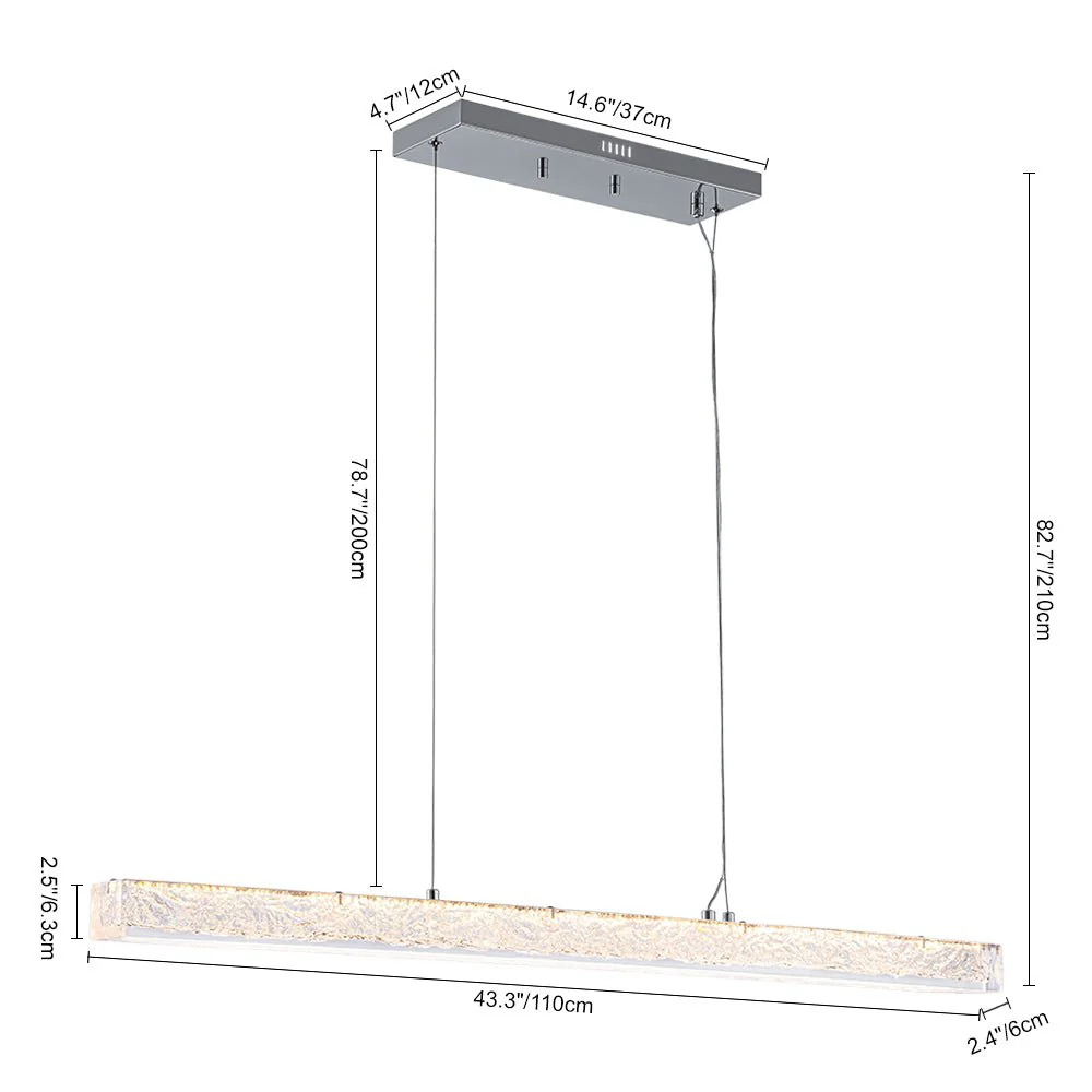 Crystal Resin Art Dimmable LED Linear Island Chandelier - Image 5