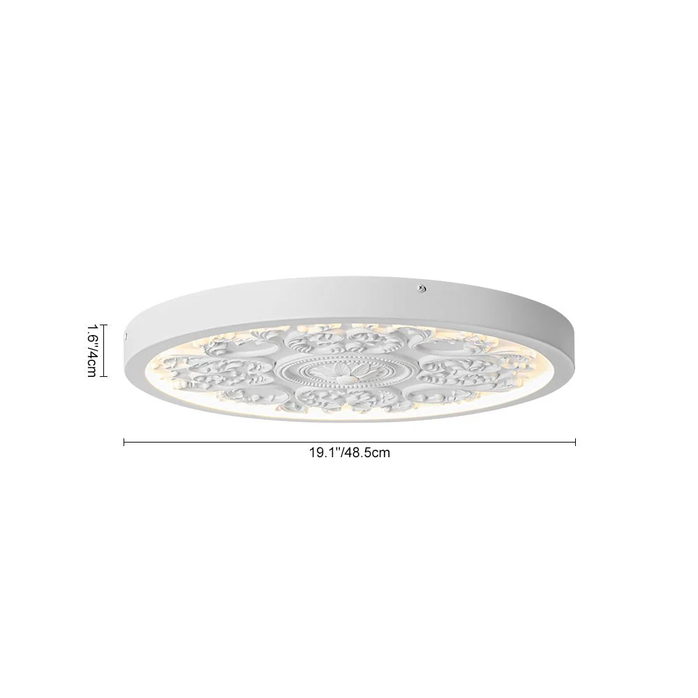 Decorative French White Medallion LED Flush Mount Light - Image 10