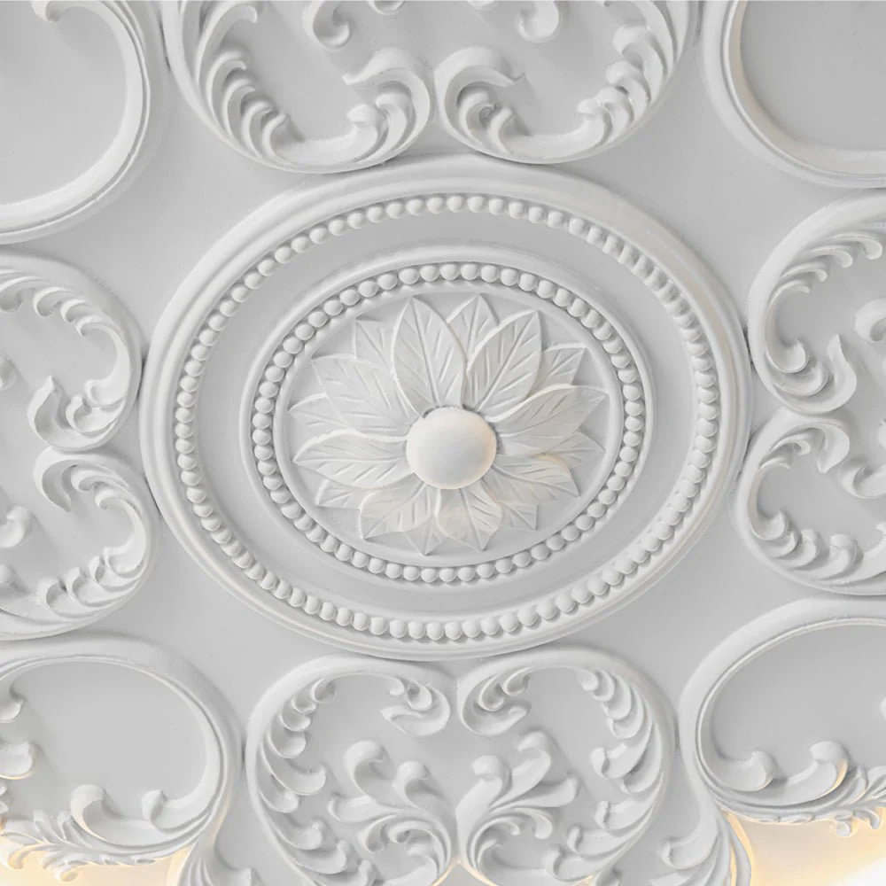 Decorative French White Medallion LED Flush Mount Light - Image 11