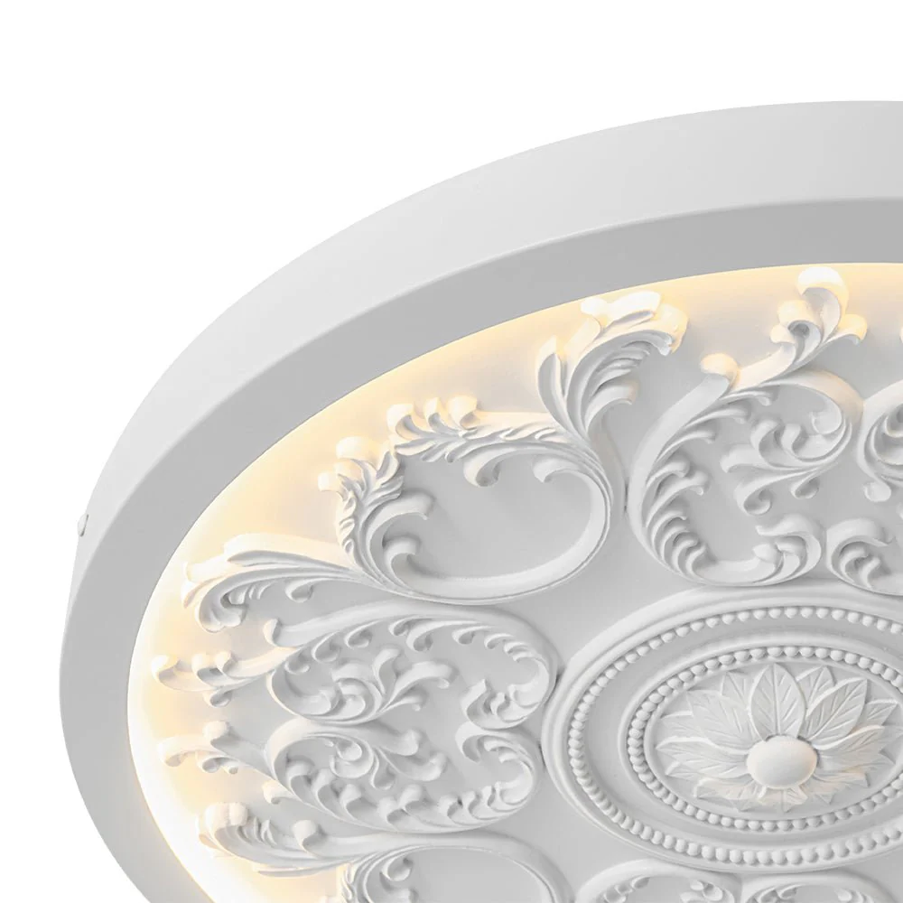 Decorative French White Medallion LED Flush Mount Light - Image 13
