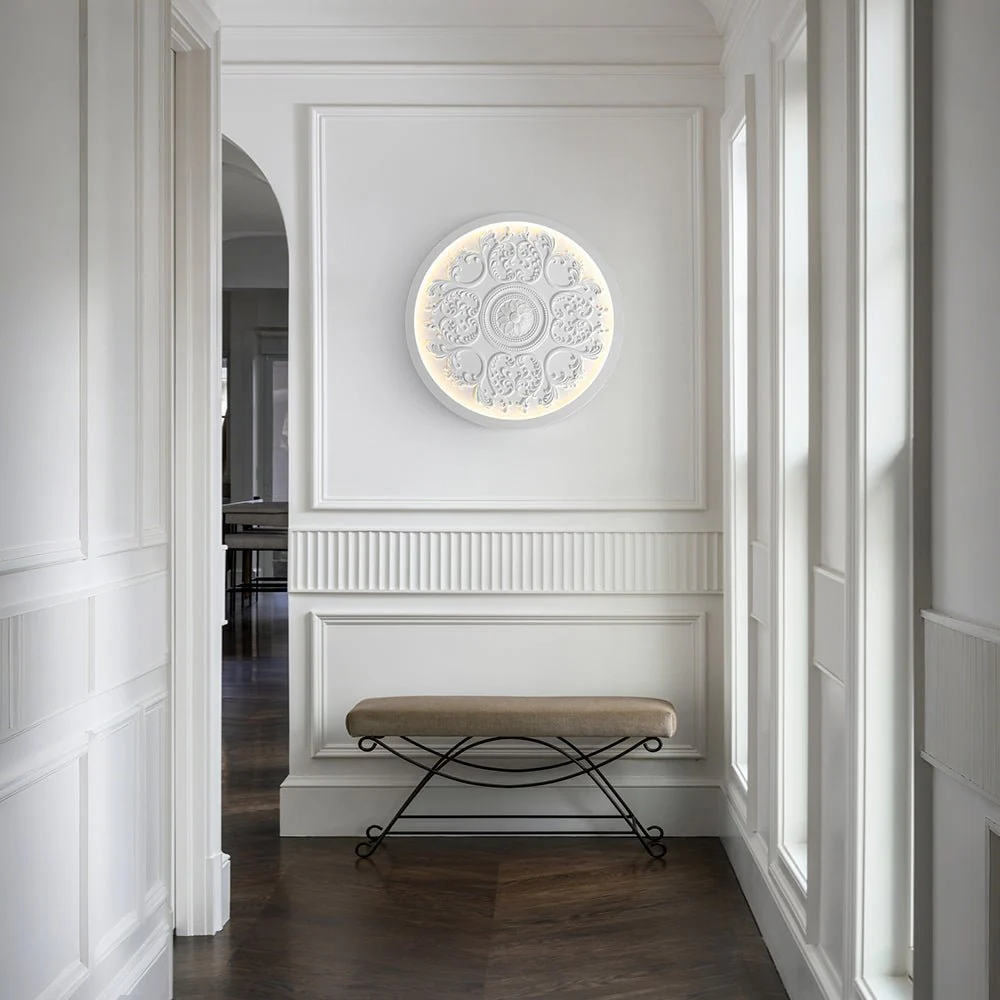 Decorative French White Medallion LED Flush Mount Light - Image 2