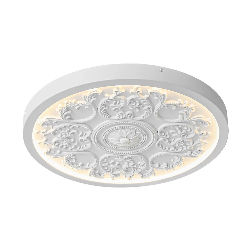 Decorative French White Medallion LED Flush Mount Light - Image 3