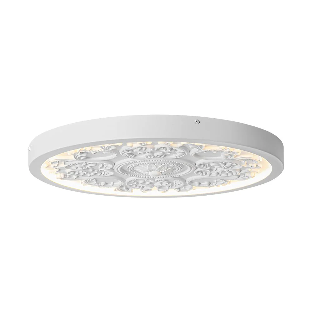 Decorative French White Medallion LED Flush Mount Light - Image 4
