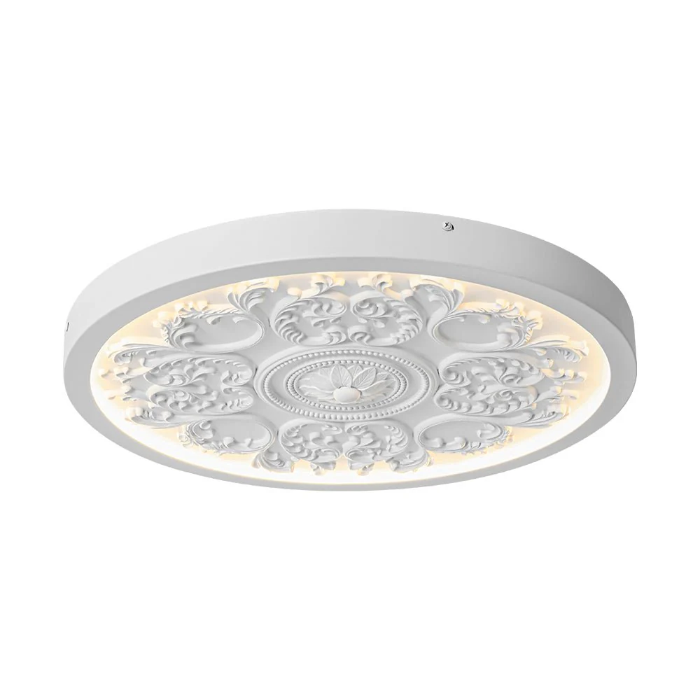 Decorative French White Medallion LED Flush Mount Light - Image 5