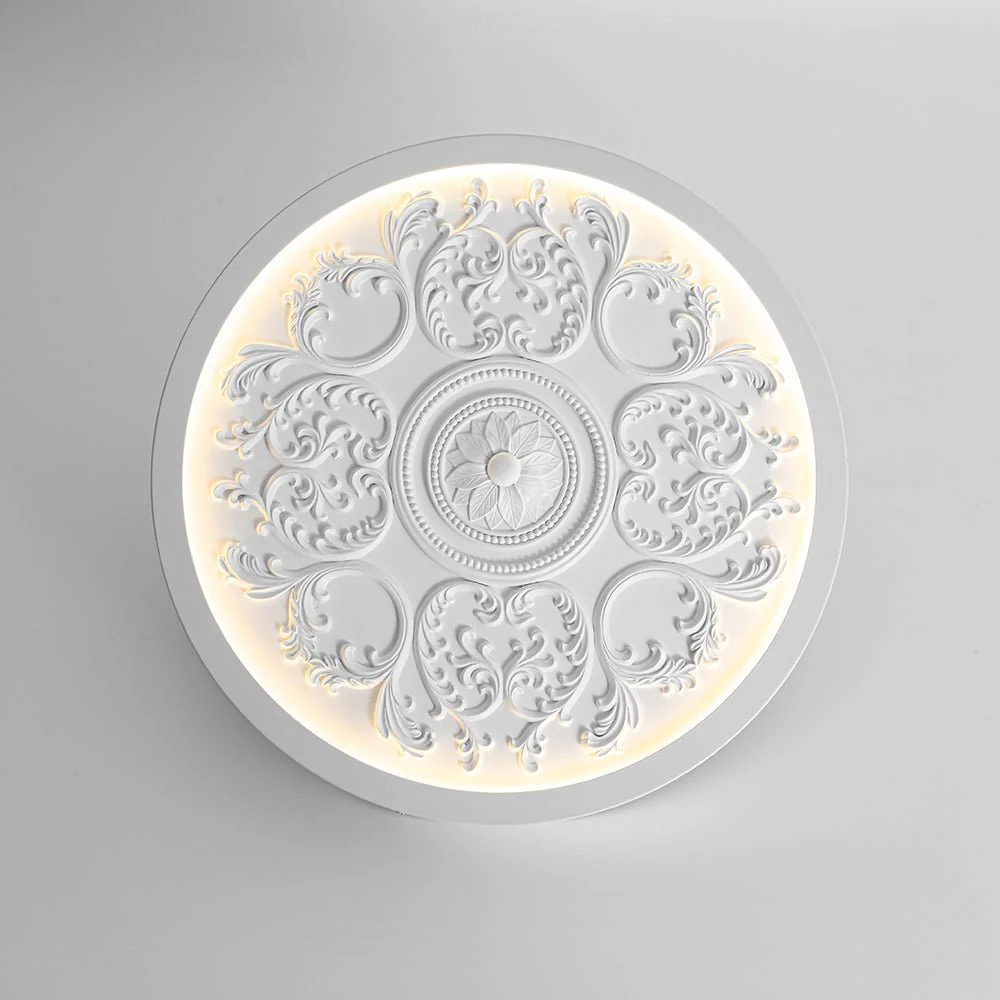 Decorative French White Medallion LED Flush Mount Light - Image 7