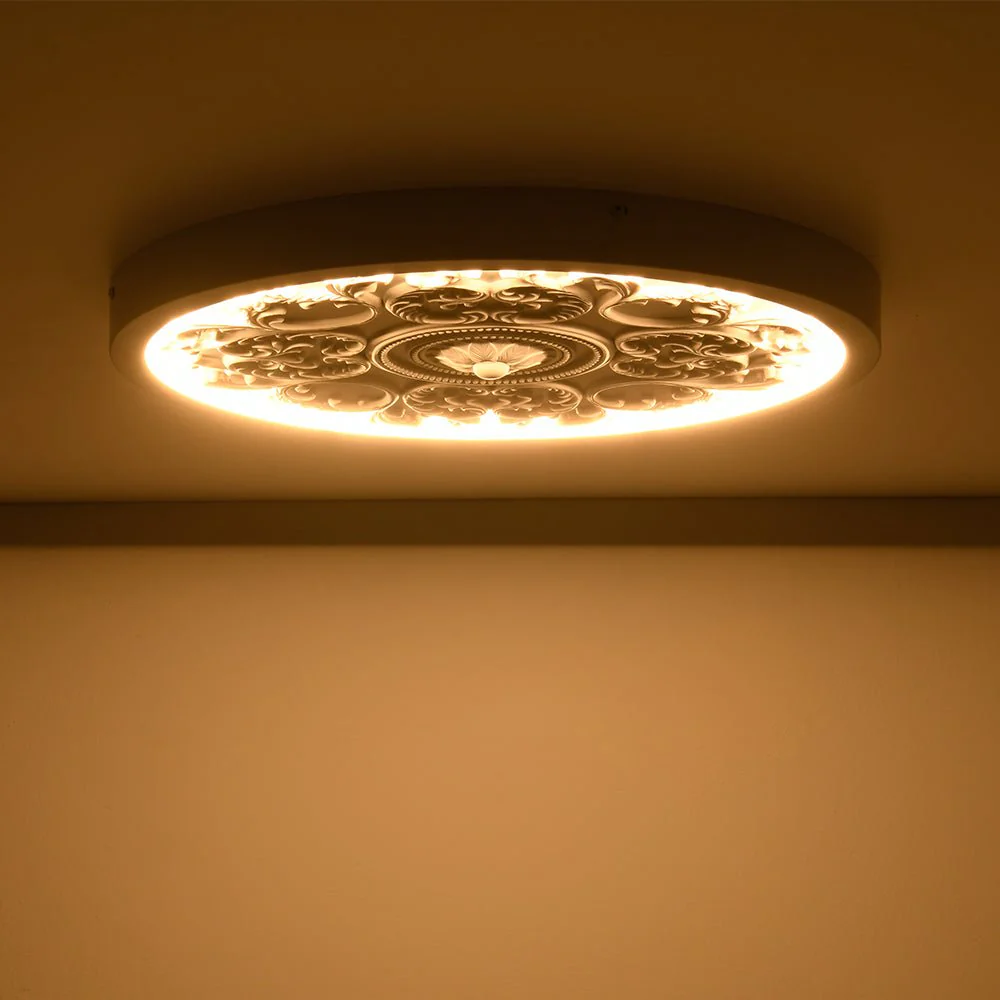 Decorative French White Medallion LED Flush Mount Light - Image 8