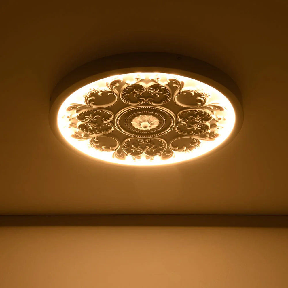 Decorative French White Medallion LED Flush Mount Light - Image 9