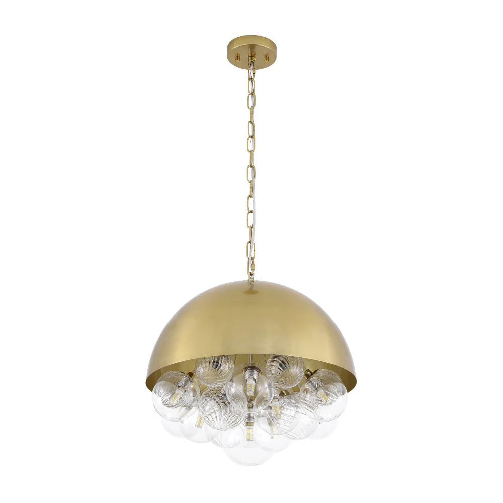 Designer Cluster Glass Globe Metal Dome Pendant Light - Image 10
