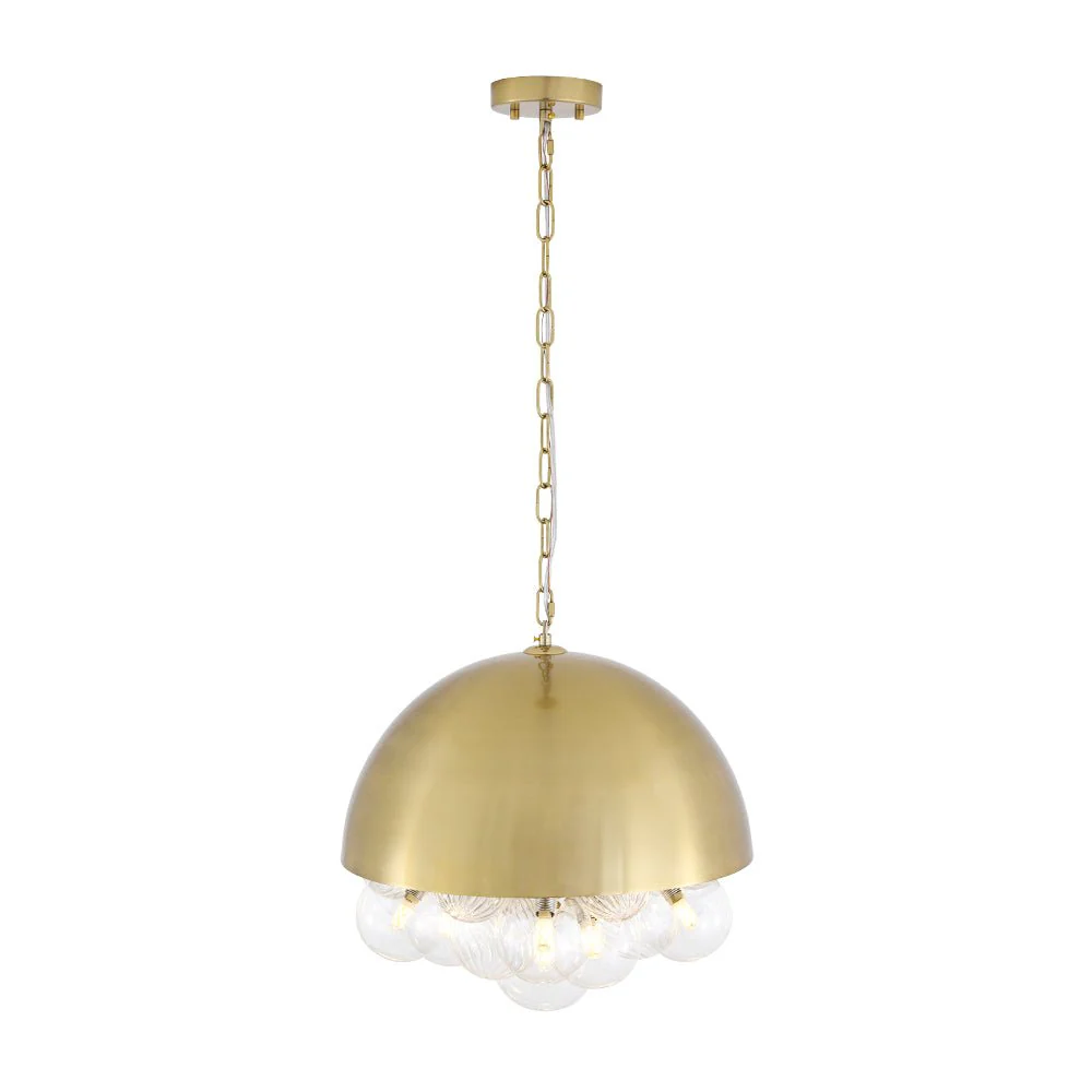 Designer Cluster Glass Globe Metal Dome Pendant Light - Image 11