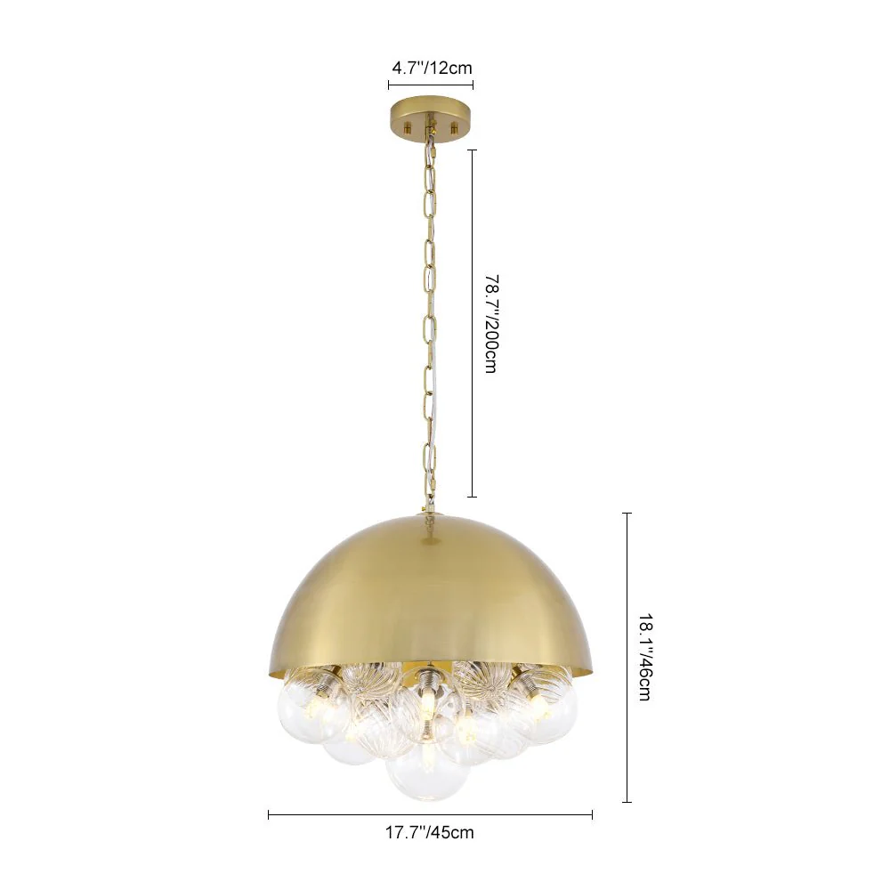 Designer Cluster Glass Globe Metal Dome Pendant Light - Image 12