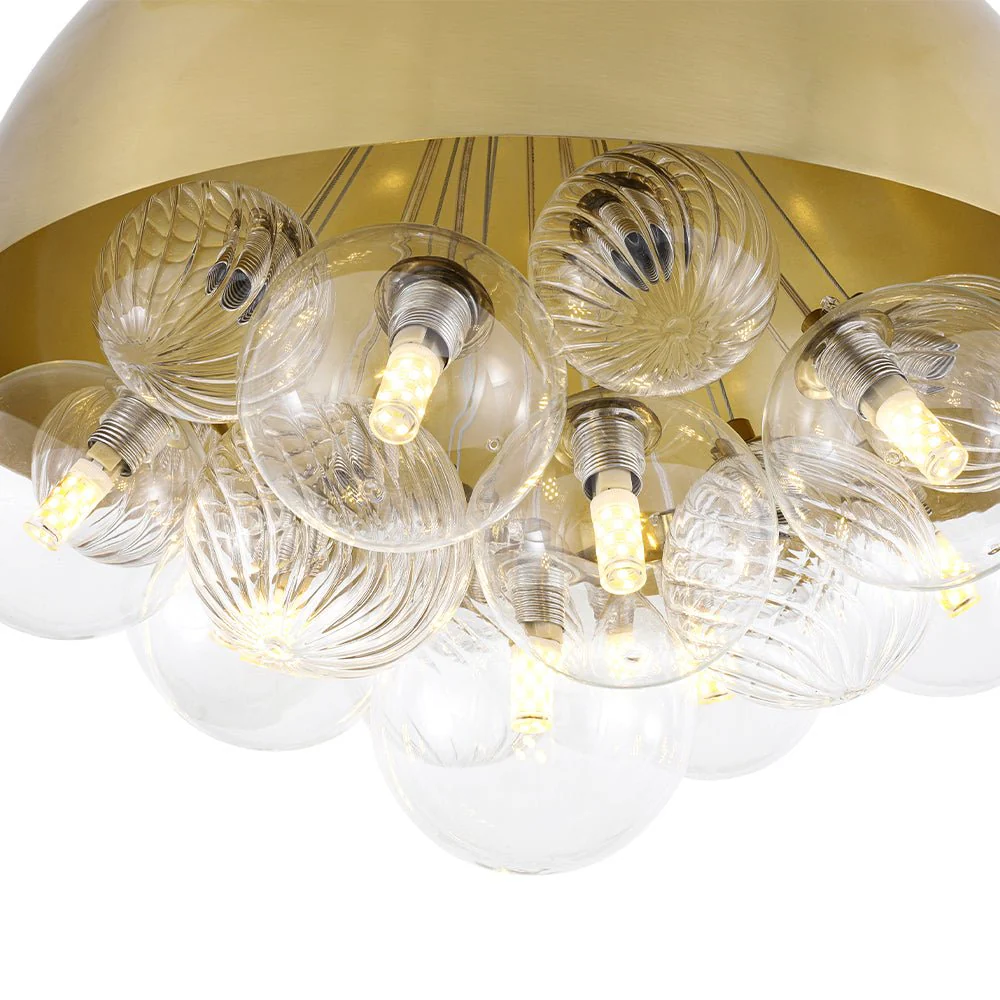 Designer Cluster Glass Globe Metal Dome Pendant Light - Image 13