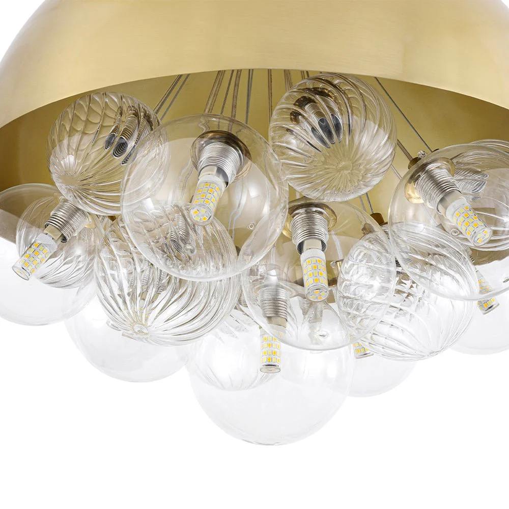 Designer Cluster Glass Globe Metal Dome Pendant Light - Image 14