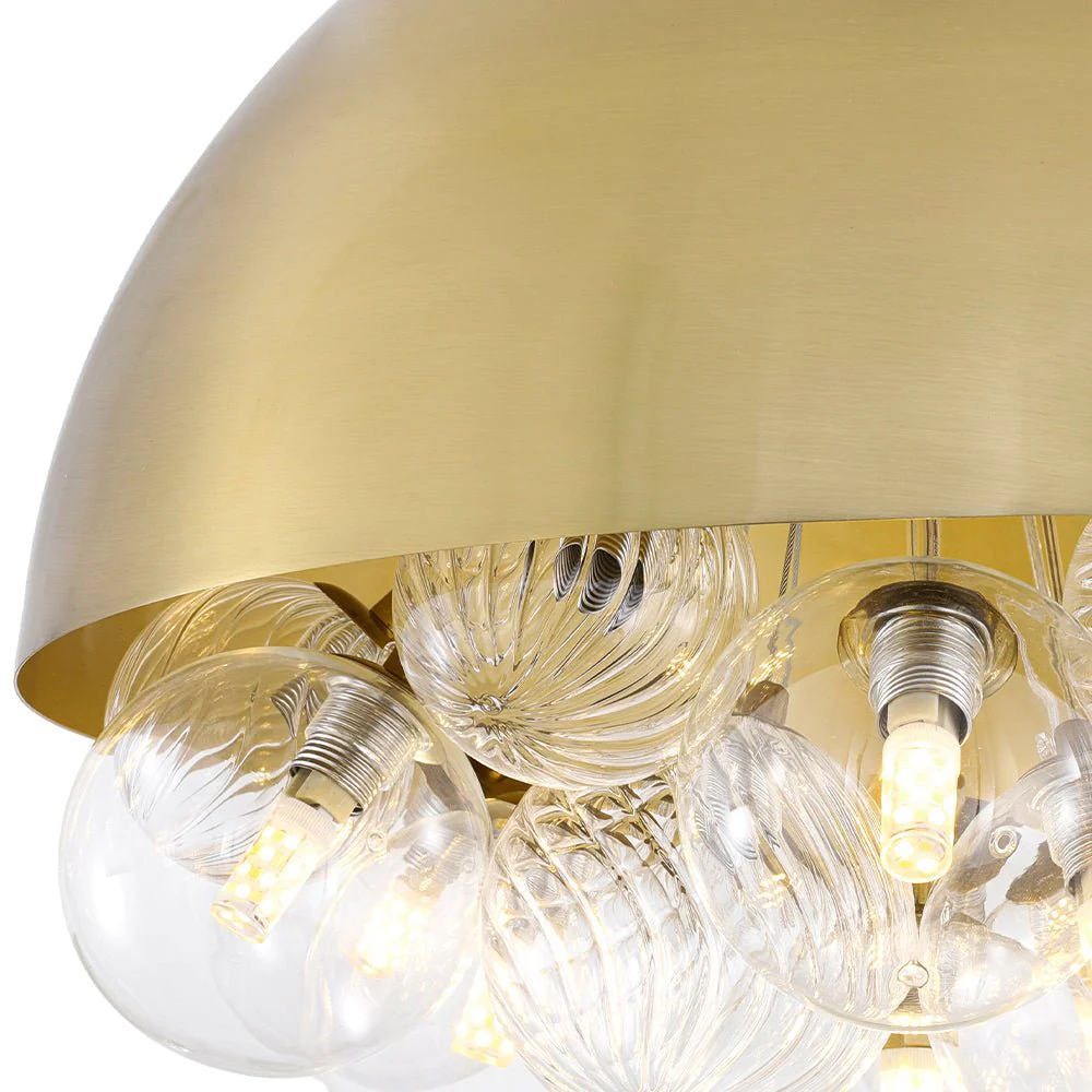 Designer Cluster Glass Globe Metal Dome Pendant Light - Image 15