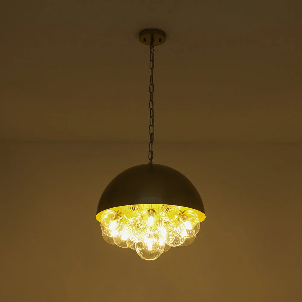 Designer Cluster Glass Globe Metal Dome Pendant Light - Image 18