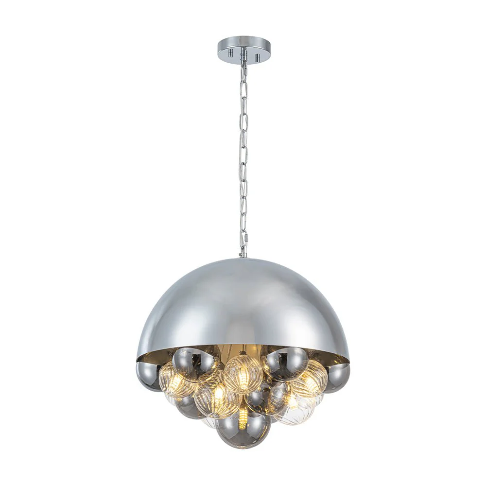 Designer Cluster Glass Globe Metal Dome Pendant Light - Image 19