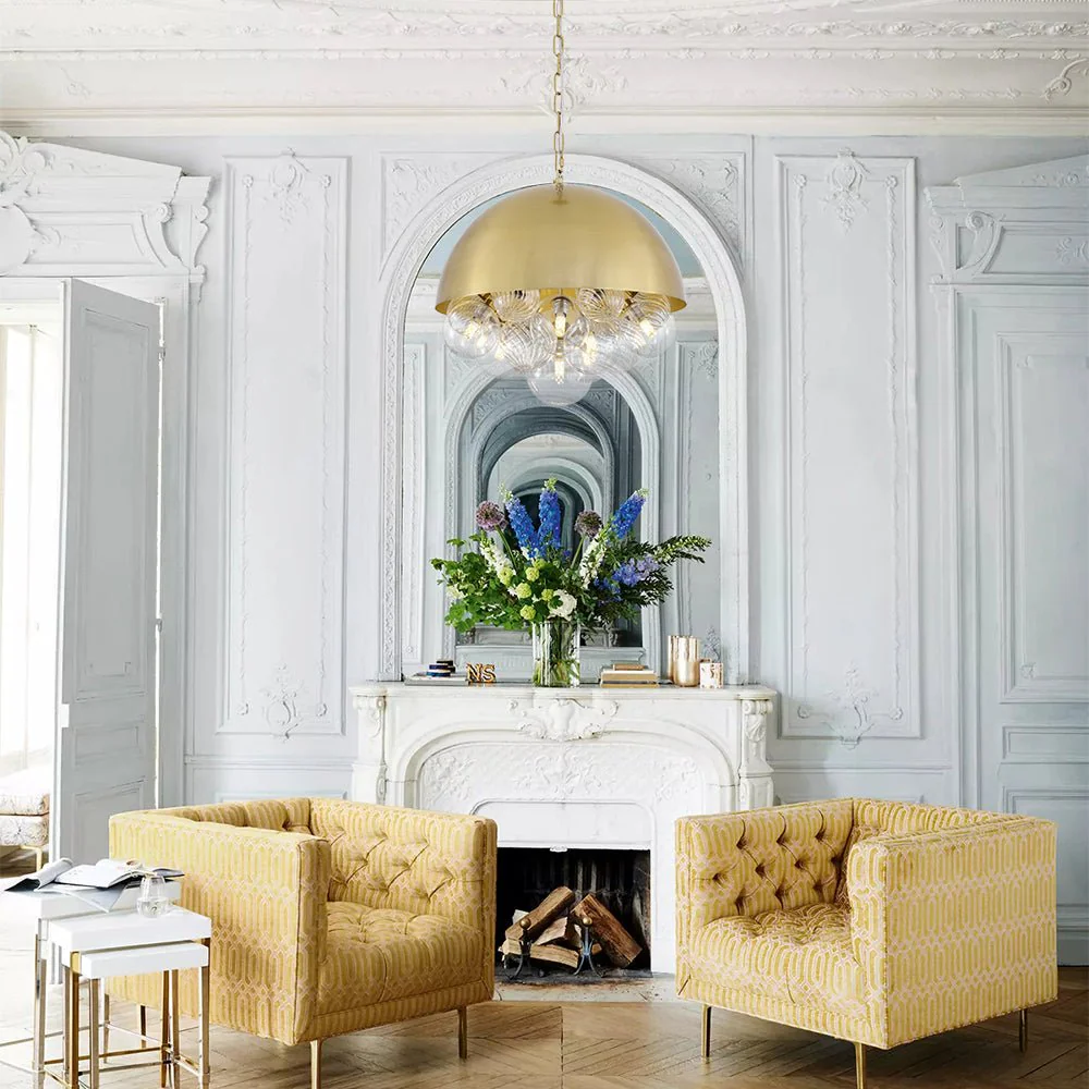 Designer Cluster Glass Globe Metal Dome Pendant Light - Image 2