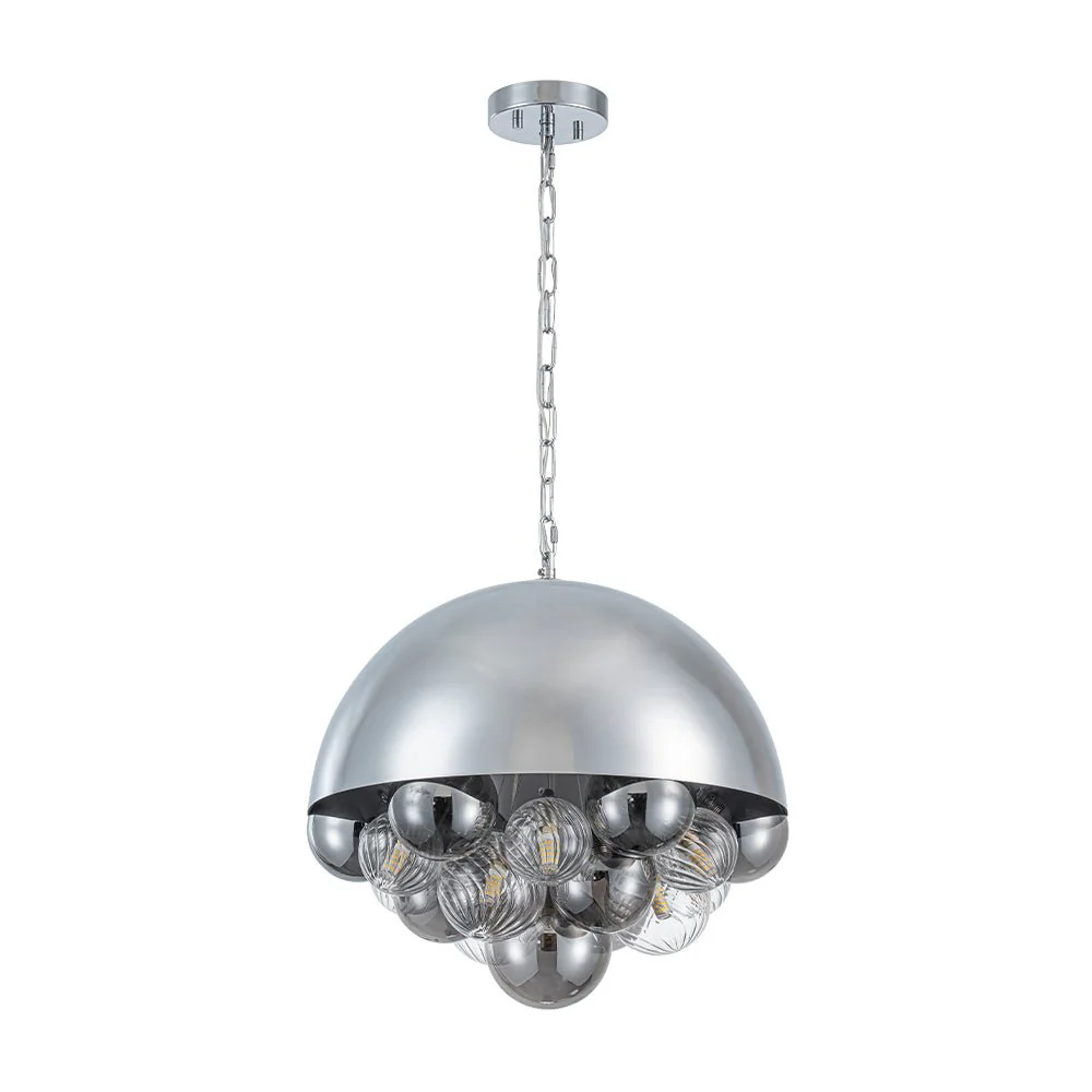 Designer Cluster Glass Globe Metal Dome Pendant Light - Image 20